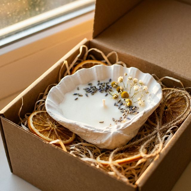 Vela em concha de gesso